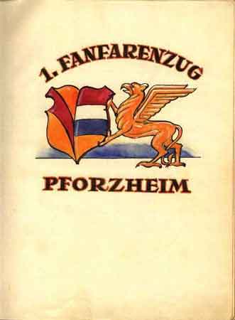 Der "Greif" - altorientalisches Fabelwesen mit Adlerkopf, Flgeln, Krallen und Lwenleib - hlt hier das Pforzheimer Stadtwappen