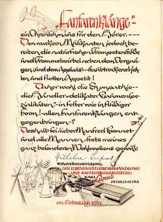 Eintrag des Pforzheimer Lebensmittelgro�h�ndlers Karl Lupus 1961